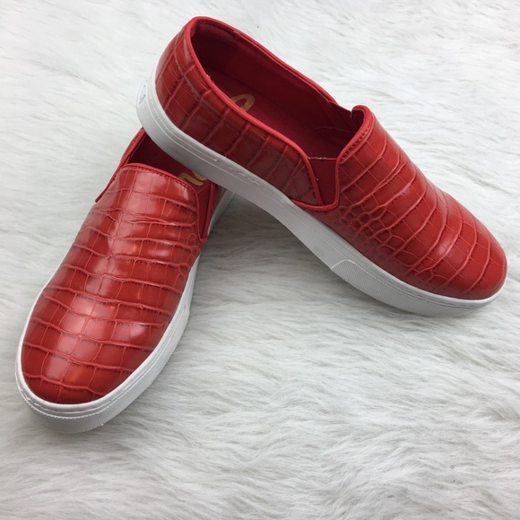 Sam Edelman red crocodile slip on sneaker shoe - Picture 5 of 8